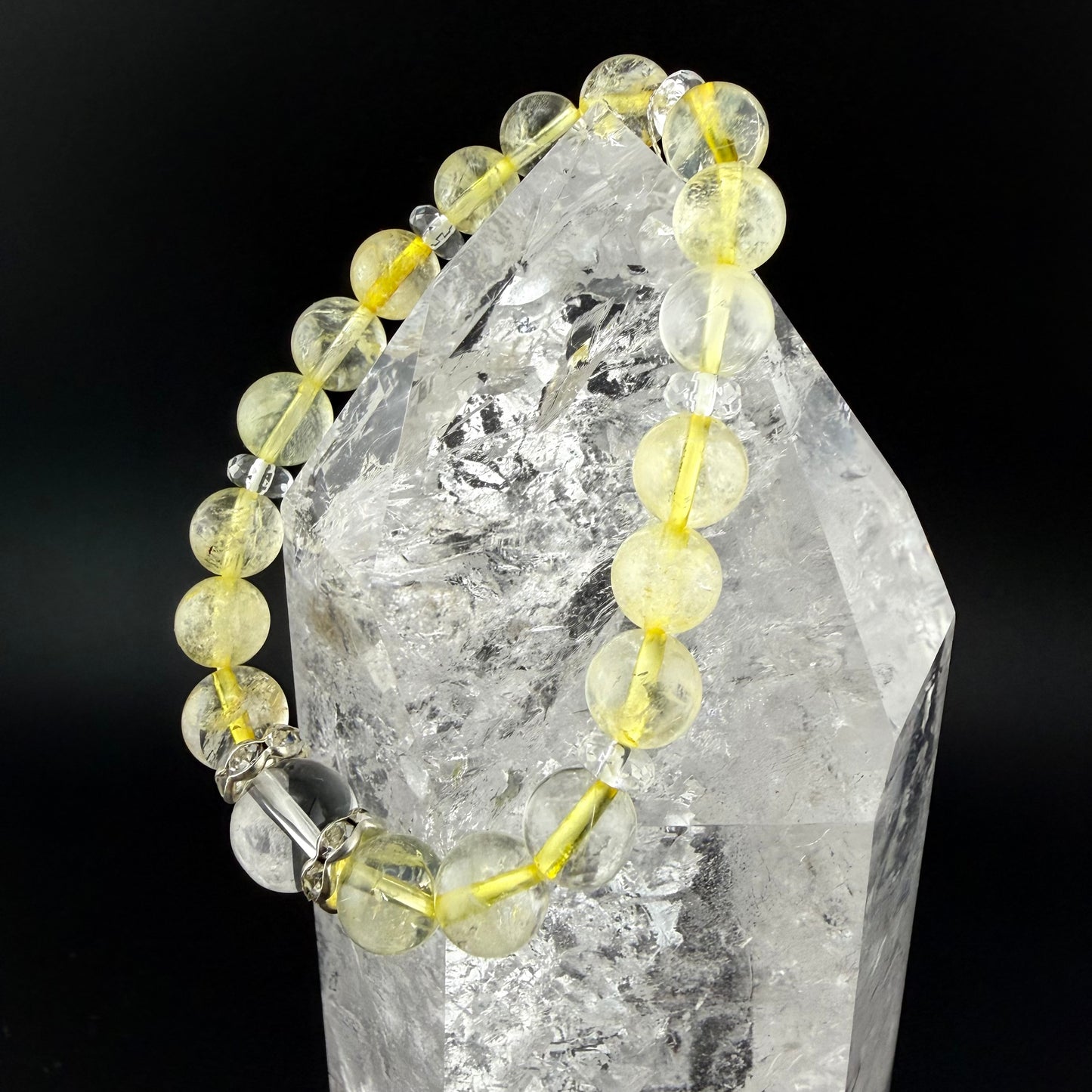 Natural Citrine & Faceted Quartz Design Bracelet × #BR-006
