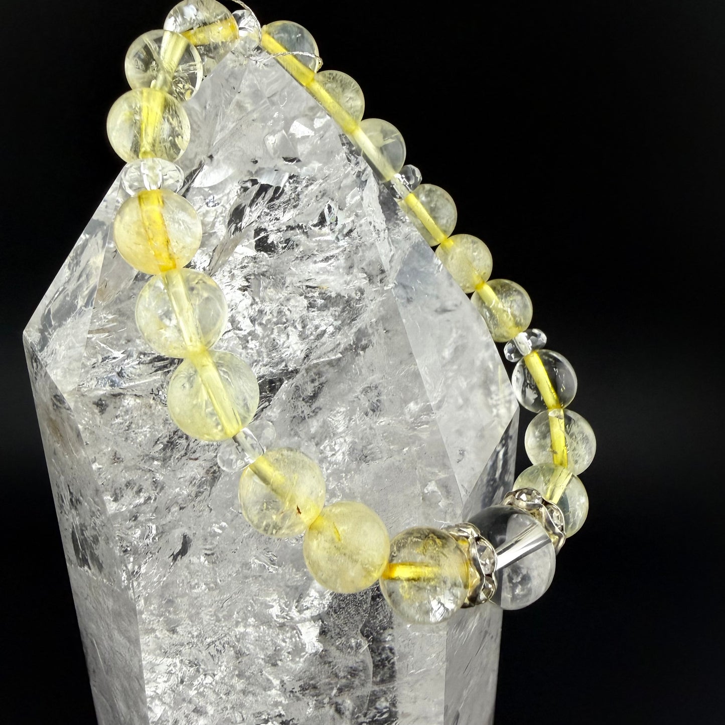 Natural Citrine & Faceted Quartz Design Bracelet × #BR-006