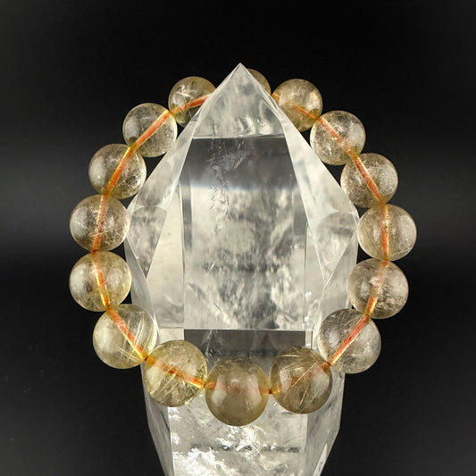 Golden Rutilated Quartz Bracelet ゴールドルチルブレスレット大粒13mm珠 #GR-053