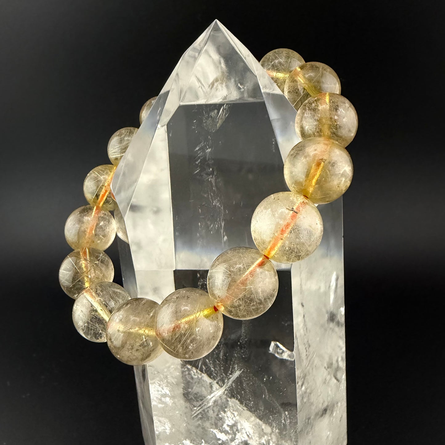 Golden Rutilated Quartz Bracelet 13mm #BR-012