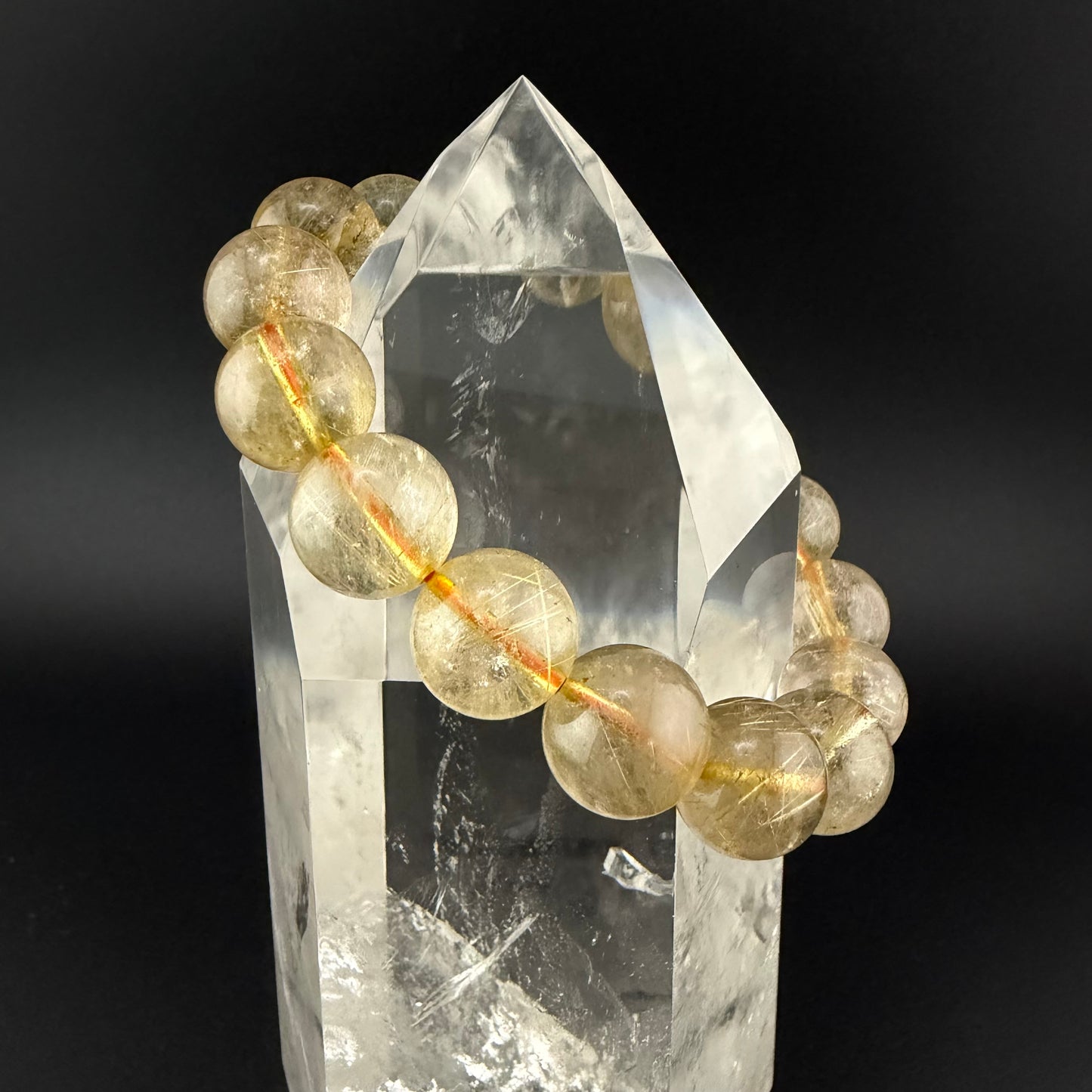 Golden Rutilated Quartz Bracelet 13mm #BR-012