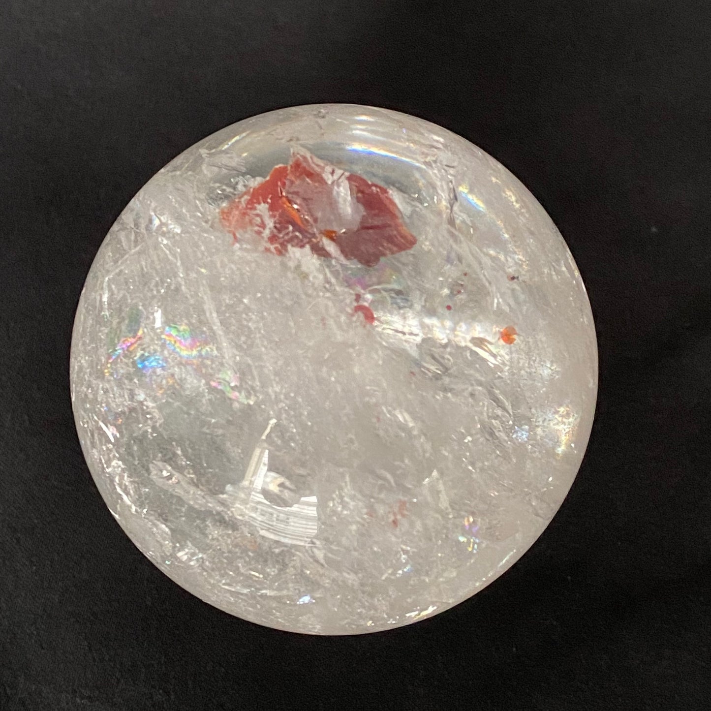 Quartz Crystal Ball Red Hematoid & Rainbow 59mm(2.3") 287g #CQ-027