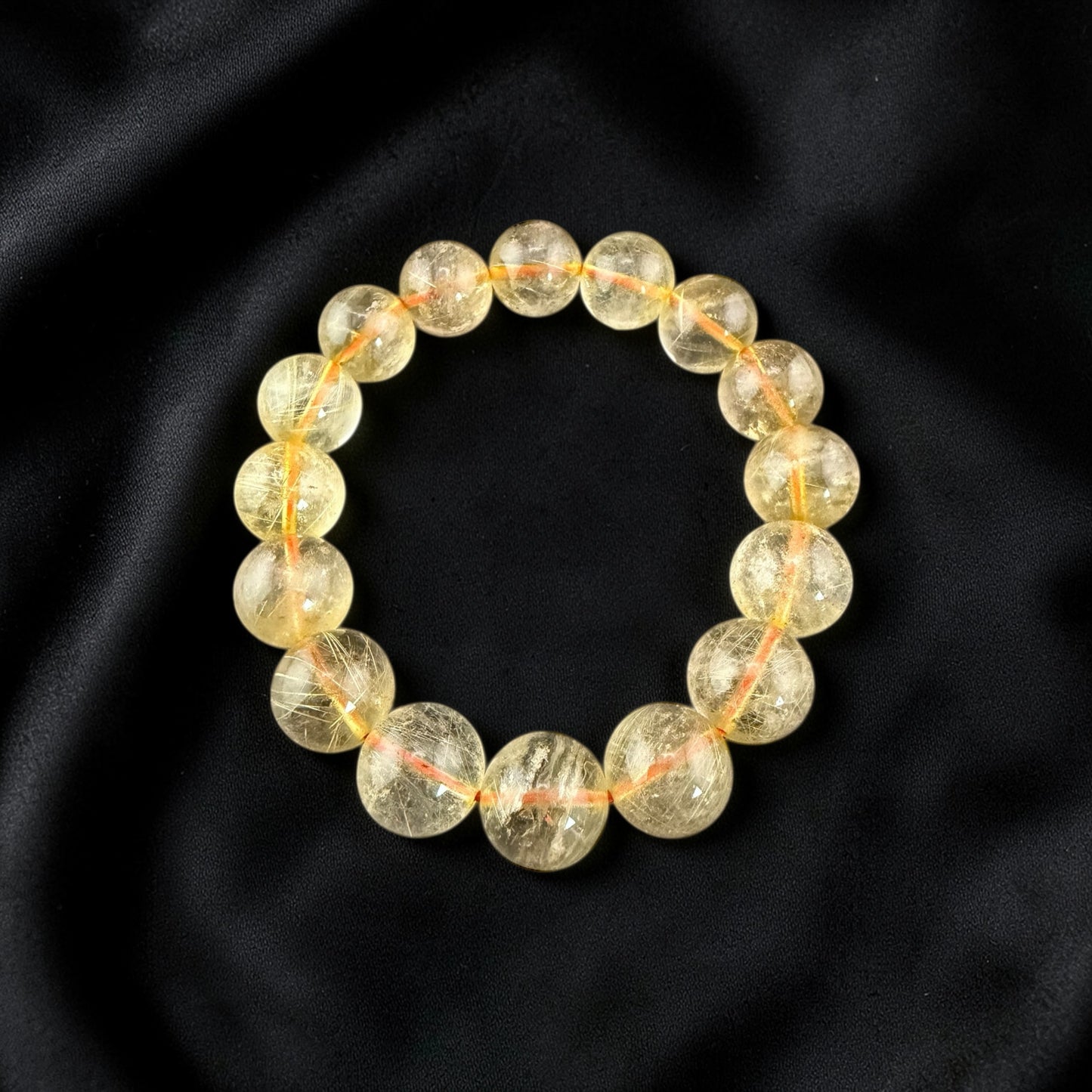 Golden Rutilated Quartz Bracelet 13mm #BR-012