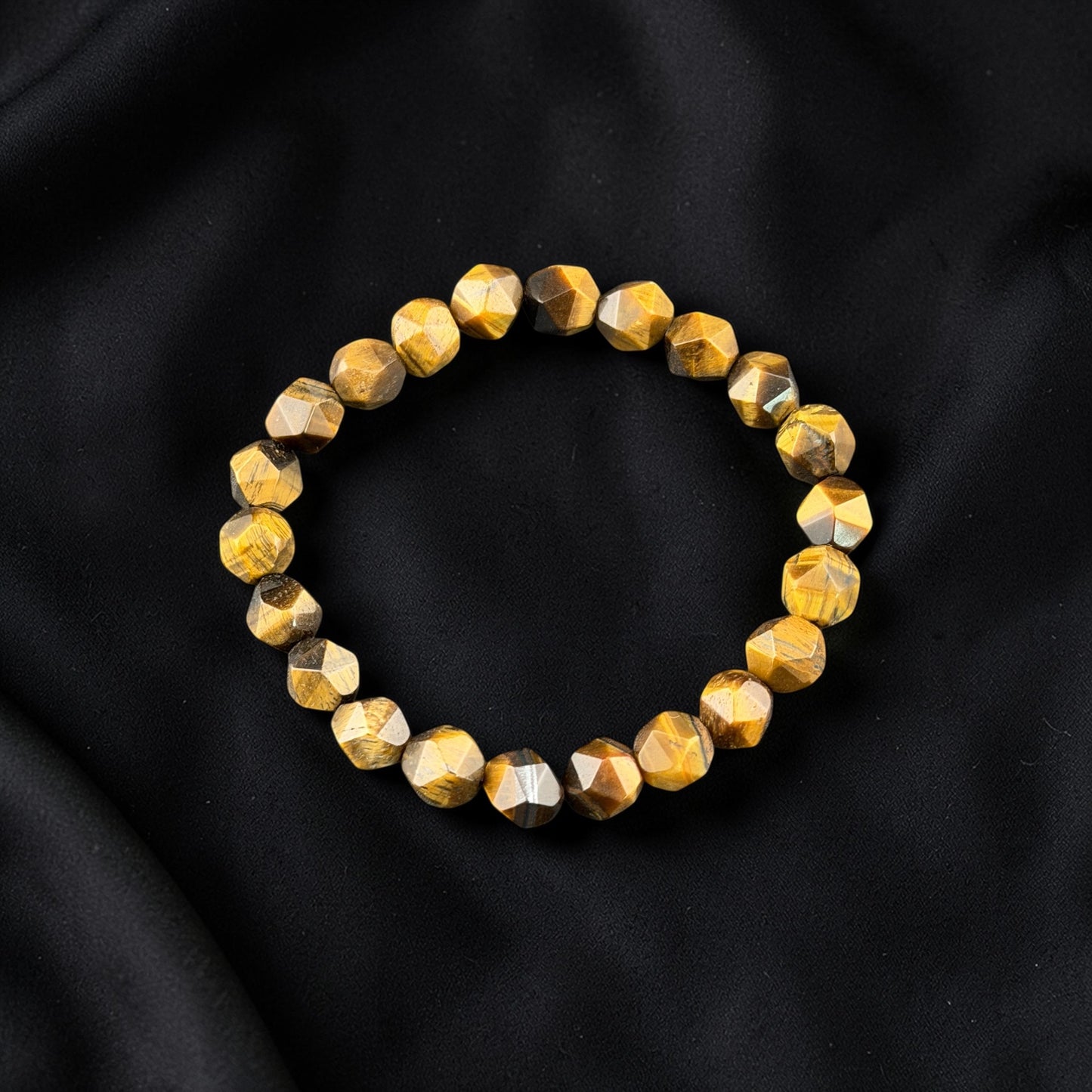 Natural Faceted Tiger's Eye Bead Bracelet タイガーアイ ファセットカット ブレスレット #BR-005