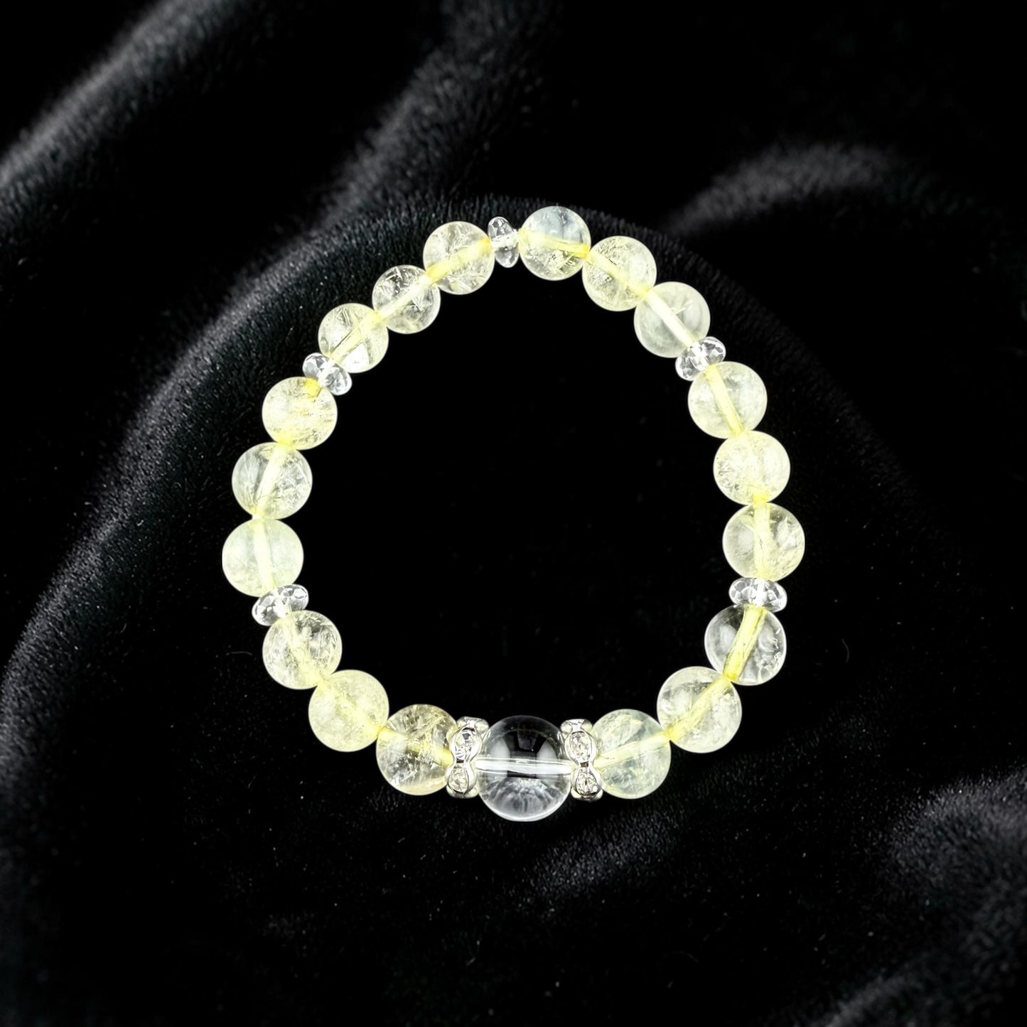 Natural Citrine & Faceted Quartz Design Bracelet × #BR-006