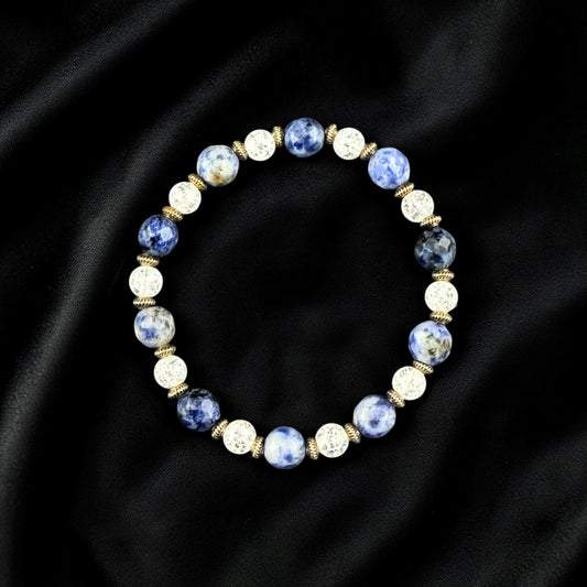 Natural Sodalite & Crack Quartz Bracelet × #BR-007