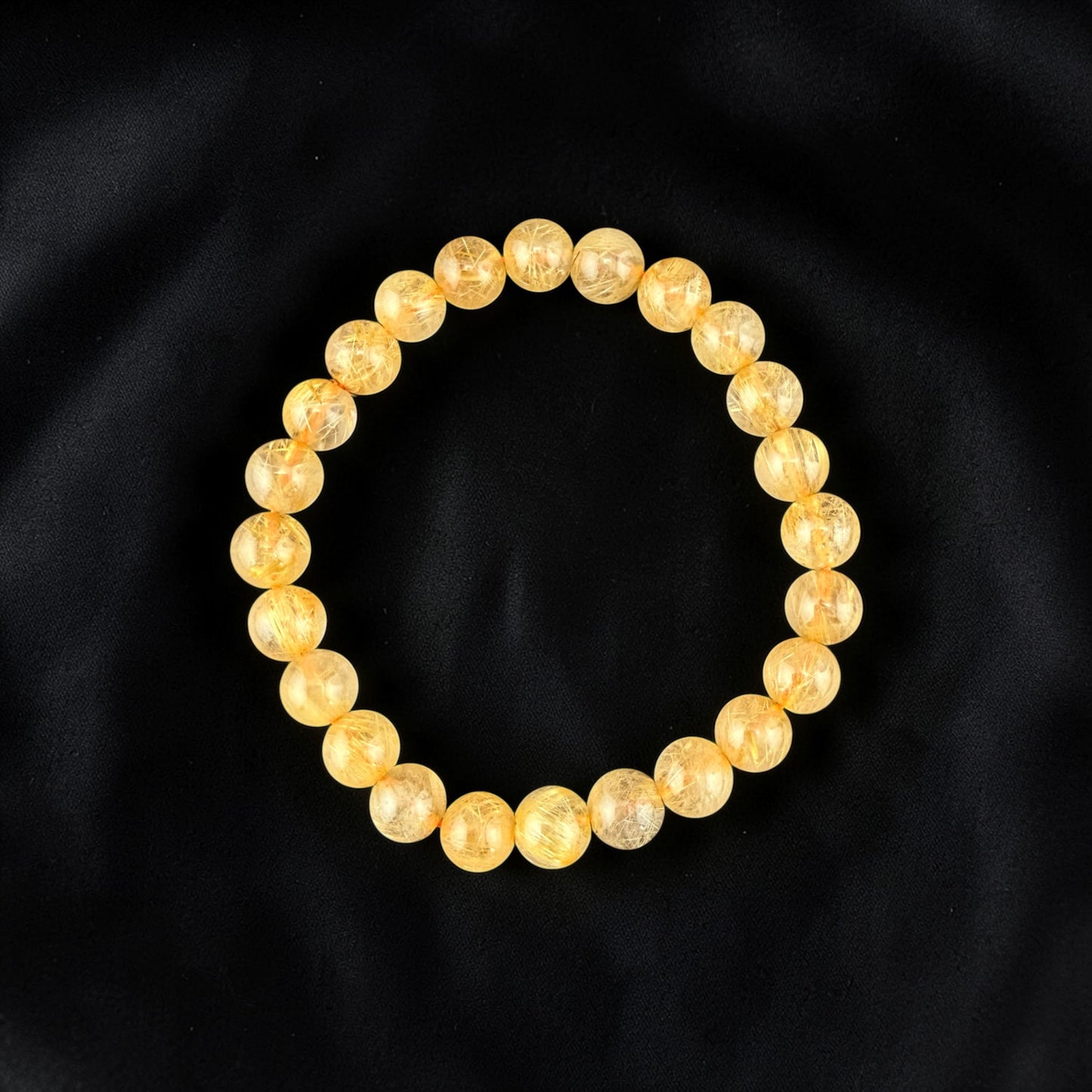 Gold Rutilated Quartz Bracelet 8mm #BR-014