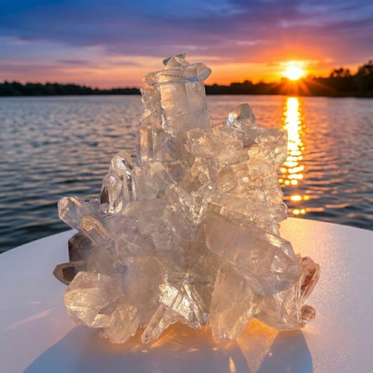 Tangerine Lemurian Cluster with Double Terminated Points タンジェリン レムリア クラスター(377g)#LQ-060