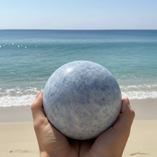 Large Blue Calcite Sphere (4.7" / 5.3 lbs)特大ブルーカルサイト2.4kg #Cal-046