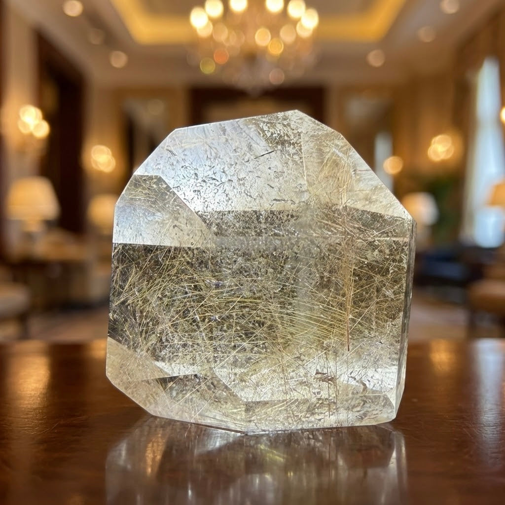 Gold Rutilated Quartz ゴールドルチルクォーツ 72mm 348g #GR-063